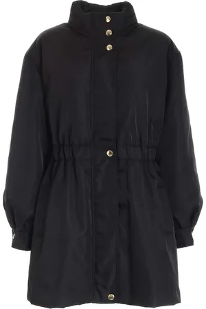 Moschino Mantels, Dames, Zwart, M, Polyester, Stijlvolle Zwarte Charms Parka met Pofmouwen