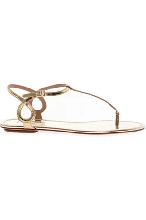 Aquazzura Schoenen, Dames, Geel, 41 EU, Barefoot Leren Sandalen met Dunne Bandjes