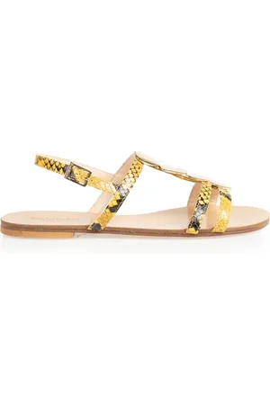 BALDININI Schoenen, Dames, Geel, 36 EU, Leer, Gespriem Leren Sandalen