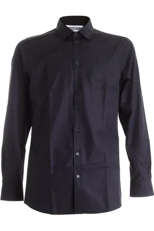 Moschino Overhemden, Heren, Zwart, S, Katoen, Pins Kraag Shirt