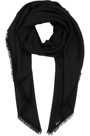 Moschino Accessoires, Dames, Zwart, ONE Size, Wol, Luxe Logo Patroon Wol en Zijde Winter Sjaal