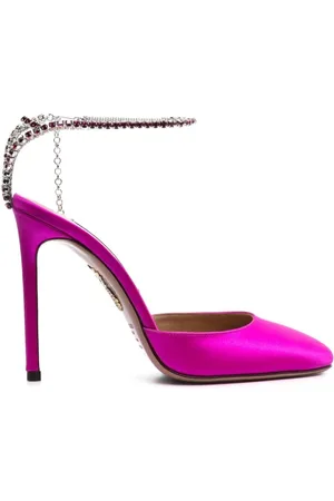 Aquazzura Schoenen, Dames, Roze, 39 EU, Satijn, Kristalversierde Satijnen Pumps
