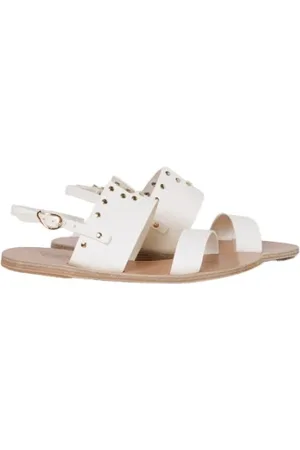 Ancient Greek Sandals Schoenen, Dames, Wit, 38 EU, Leer, Off Sergiani Platte Sandalen
