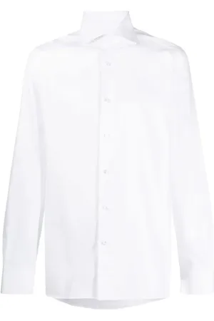 Ermenegildo Zegna Overhemden, Heren, Wit, M, Katoen, Katoenen Overhemd