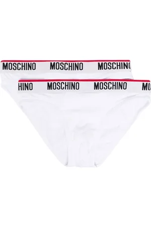 Moschino Ondergoed, Heren, Wit, L, Katoen, Witte Stretch Katoenen Logo Tailleband Slipjes