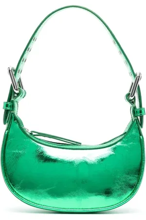 By Far Tassen, Dames, Groen, ONE Size, Metallic-Effect Groene Tote Tas