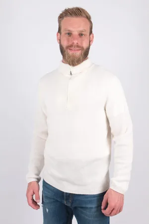 Vince Truien, Heren, Wit, L, Plush Qtr Zip Offwhite Cardigan
