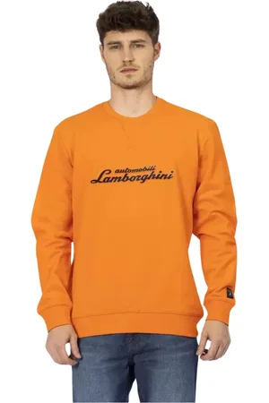 AUTOMOBILI LAMBORGHINI Sweatshirts & Hoodies, Heren, Oranje, 2Xl, Katoen, Oranje Logo Sweatshirt voor Heren