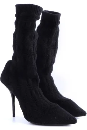 Dolce & Gabbana Schoenen, Dames, Zwart, 39 EU, Wol, Luxe wollen blend dameslaarzen met hak