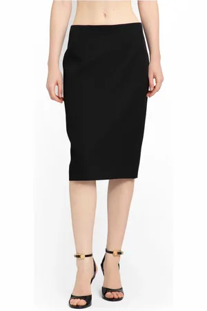 VERSACE Rokken, Dames, Zwart, S, Wol, Zwarte Grain de Poudre Wollen Rok