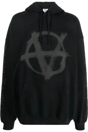 Vetements Sweatshirts & Hoodies, Heren, Zwart, S, Katoen, Zwarte Grafische Print Hoodie