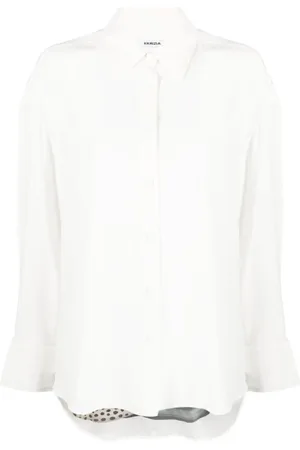 KRIZIA Blouses & Shirts, Dames, Wit, XS, Zijden shirt met dierenprint