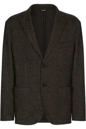 Dolce & Gabbana Jassen, Heren, Bruin, L, Bruin/zwart Prince of Wales geruite blazer