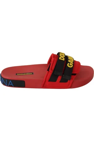 Dolce & Gabbana Schoenen, Dames, Rood, 36 EU, Rode Logo Slides Outlet Sandalen