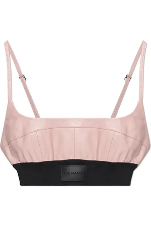 The Mannei Tops, Dames, Roze, M, Leer, ‘Catalina’ cropped tanktop