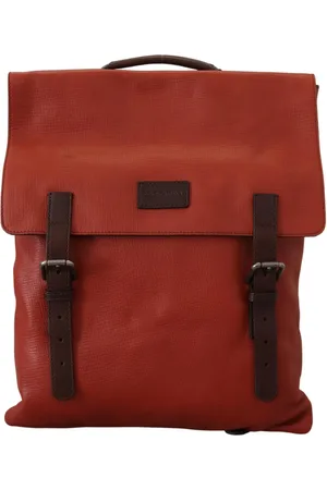 Dolce & Gabbana Tassen, Heren, Oranje, ONE Size, Katoen, Oranje Leren Logo Plaque Heren Rugzak Tas