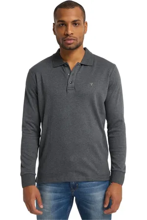 Carlo Colucci Tops, Heren, Grijs, L, Uniek Artistiek Heren Polo Shirt