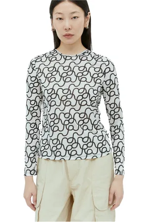 REJINA PYO Tops, Dames, Wit, M, Polyester, Zoya Mesh Bedrukte Top