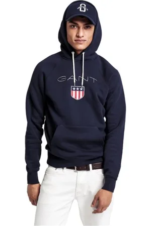 GANT Sweatshirts & Hoodies, Heren, Blauw, 3Xl, Katoen, Verstelbare Hoodie