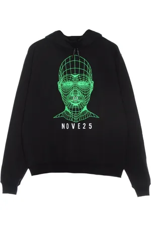 Vision Of Super Sweatshirts & Hoodies, Heren, Zwart, S, Groene Face Hoodie X Nove 25