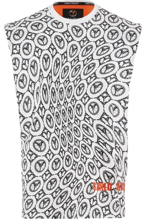 Carlo Colucci Tops, Heren, Veelkleurig, L, Geborduurde tanktop