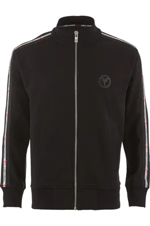 Carlo Colucci Sweatshirts & Hoodies, Heren, Zwart, S, Uniek Zip-through Sweatshirt voor Mannen
