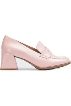 Wonders Schoenen, Dames, Roze, 36 EU, Leer, Klassieke leren pump met vierkante blokhak