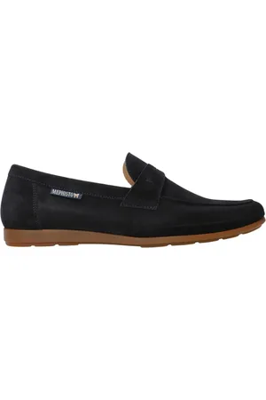 Mephisto Schoenen, Heren, Blauw, 43 EU, Suède, Donkerblauwe Suède Heren Mocassin