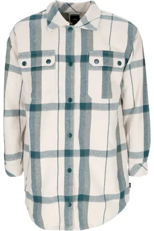 Vans Blouses & Shirts, Dames, Wit, L, Geruite Shacket voor dames