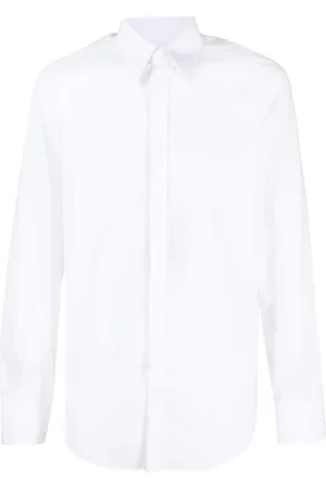 Dolce & Gabbana Overhemden, Heren, Wit, 2Xl, Leer, Witte Slim Fit Overhemd met Puntige Kraag en Lange Mouwen