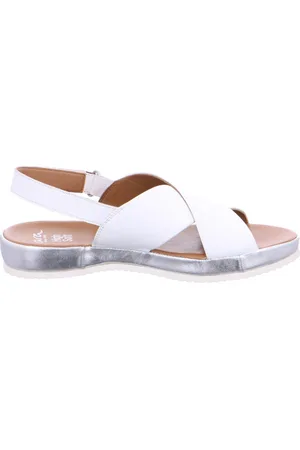 ARA Schoenen, Dames, Wit, 36 EU, Leer, Witte Leren Sandaal met Zilveren Zool