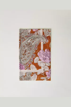 Twin-Set Accessoires, Dames, Veelkleurig, ONE Size, Bruin Bloemen Paisley Sjaal