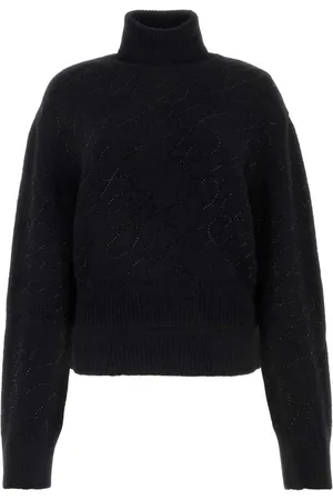 BLUMARINE Truien, Dames, Zwart, S, Zwarte alpaca blend trui, Stijlvol model