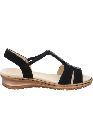 ARA Schoenen, Dames, Zwart, 36 EU, Leer, Luxe Zwarte Sandaal met Middenvoet Ondersteuning