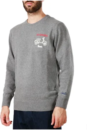 MC2 SAINT BARTH Sweatshirts & Hoodies, Heren, Grijs, S, Leer, Heron Geborduurde Trui
