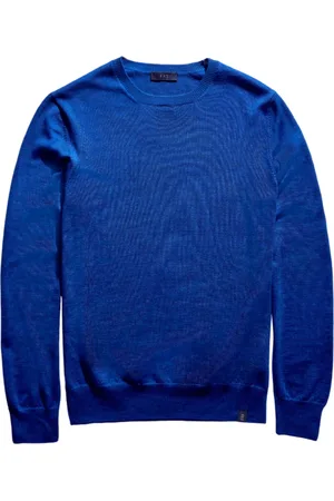 FAY Truien, Heren, Blauw, XL, Wol, Blauwe Fijne Wollen Trui
