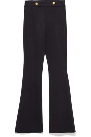 GAËLLE Broeken, Dames, Zwart, S, Rechte Broek in Milano Steek met Logo Knopen