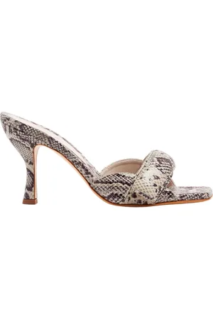 Gia Borghini Schoenen, Dames, Grijs, 36 EU, Python Motief Hoge Hak Sandalen