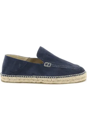 MANEBI Schoenen, Heren, Blauw, 44 EU, Suède, Espadrille-stijl Suède Leren Loafers