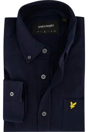 Lyle & Scott Overhemden, Heren, Blauw, M, Katoen, Casual Donkerblauw Overhemd