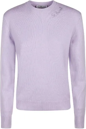MC2 SAINT BARTH Sweatshirts & Hoodies, Dames, Paars, L, Crewneck Sweater met St. Barth Borduursel