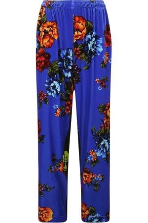 Vetements Broeken, Dames, Veelkleurig, S, Velvet Bloemen Lounge Broek