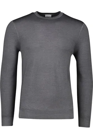 Profuomo Sweatshirts & Hoodies, Heren, Grijs, S, Wol, Groene Merinowollen Trui
