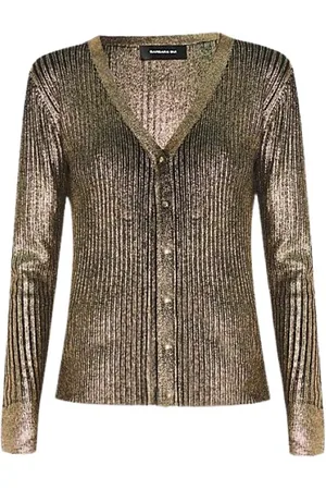 BARBARA BUI Tops, Dames, Groen, L, Katoen, Metallic Ribgebreid Vest
