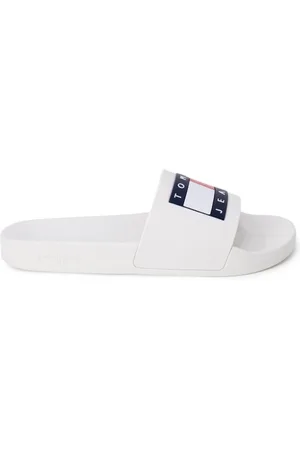 Tommy Hilfiger Schoenen, Dames, Wit, 39 EU, Dames witte print slippers