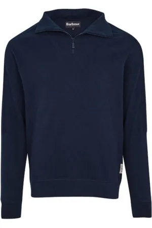 Barbour Sweatshirts & Hoodies, Heren, Blauw, L, Katoen, Halve Rits Navy Trui