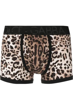 Dolce & Gabbana Ondergoed, Heren, Bruin, S, Katoen, Boxershort met dierenprint