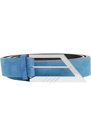 The Attico Accessoires, Dames, Blauw, M, Leer, Blauwe leren riem met puntige tip