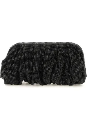 BENEDETTA BRUZZICHES Tassen, Dames, Zwart, ONE Size, Satijn, Crystal Mesh Venus La Grande Clutch
