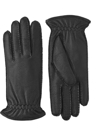 Hestra Accessoires, Heren, Zwart, 8 1/2 IN, Kasjmier, Handgemaakte Elandenleren Handschoenen met Kasjmier Voering, Zwart